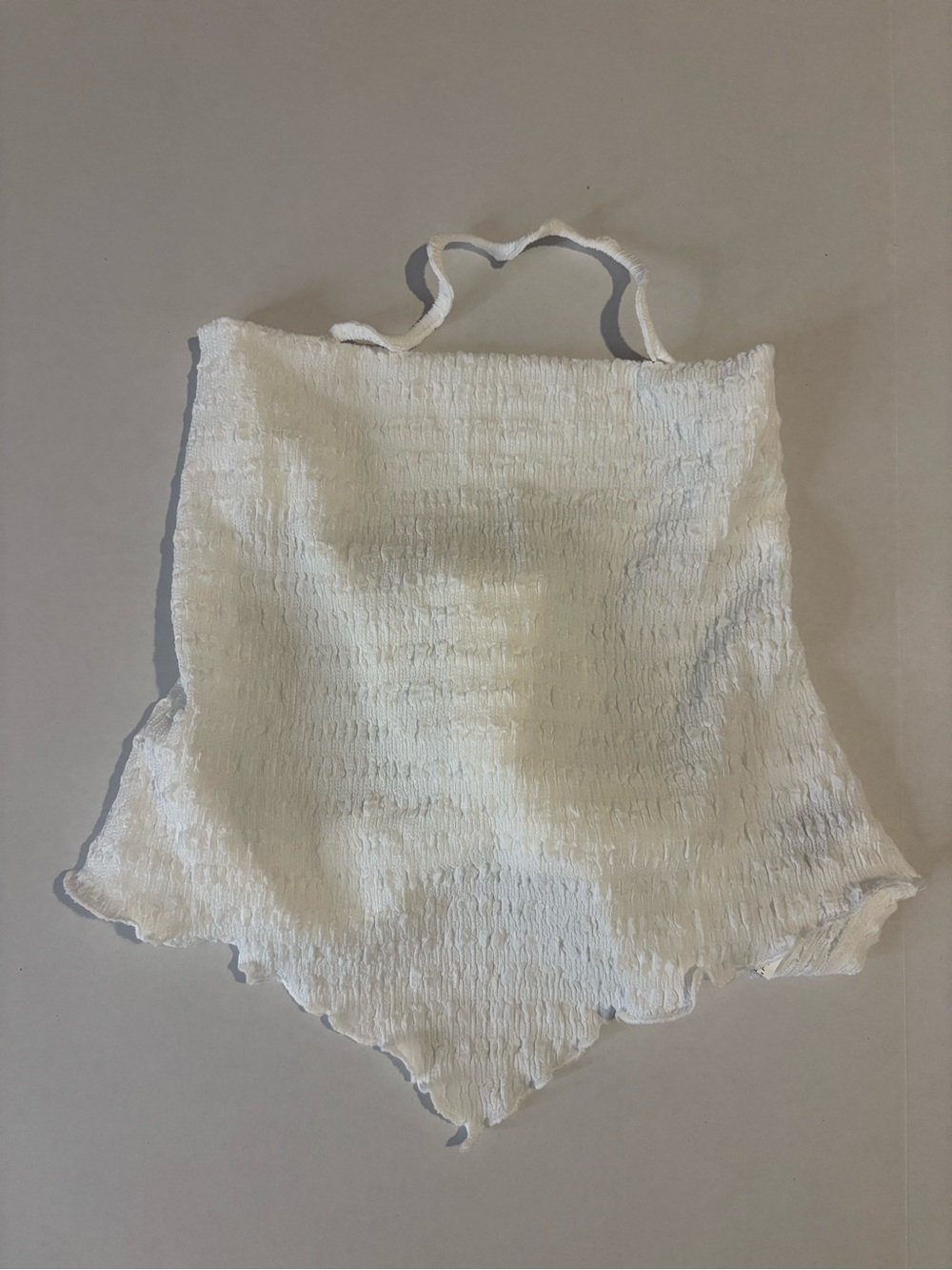 White Smocked Handkerchief Hem Halter Top